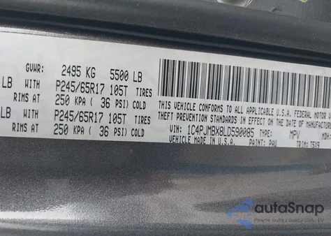 2020 Jeep Cherokee Trailhawk 4X4 z USA, uszkodzony, nr VIN 1C4PJMBX8LD590085